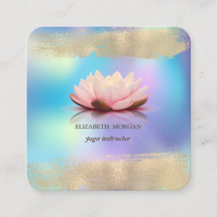 Elegante Lotusblume Faux-Gold-Pinselstrich Quadratische Visitenkarte