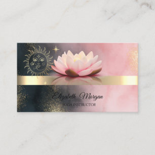 Elegante Lotusblume Goldene Sonne Yoga  Visitenkarte