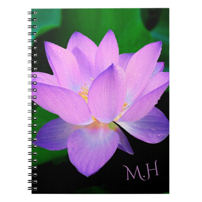 Elegante Lotusblumen-Monogramm Notizblock (Vorderseite)