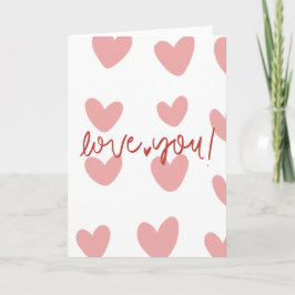 Elegante "Love You" rosa Herz-Grußkarte – Val Karte
