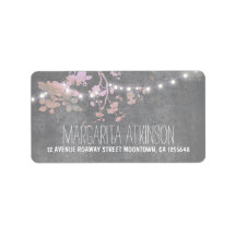 élégante lumières à fil gris rose étiquette de adr