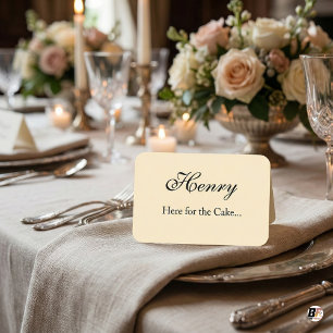 Elegante lustige "Hier für die Torte" Hochzeit Platzkarte