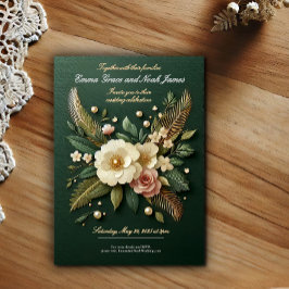 Elegante Luxe Green Floral Wedding Einladung