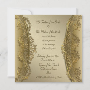 Elegante luxuriöse Golddamastenhochzeit Einladung