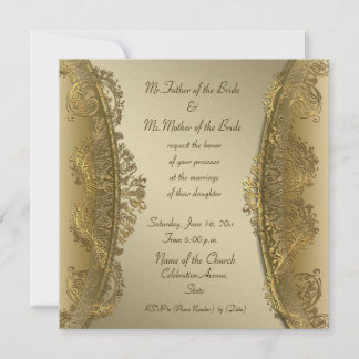 Elegante luxuriöse Golddamastenhochzeit Einladung