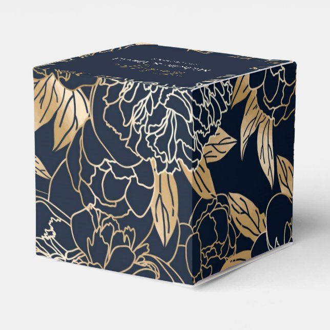 Elegante Luxury Gold Florals Gastgeschenk Hochzeit Geschenkschachtel (Rückseite)