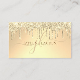 Elegante Luxury Gold Glitzer Tropfen Monogram Visitenkarte