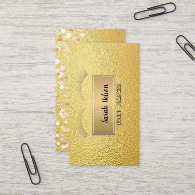 Elegante Luxury Gold Imitate Lashes Visitenkarte (Vorderseite/Rückseite Beispiel)