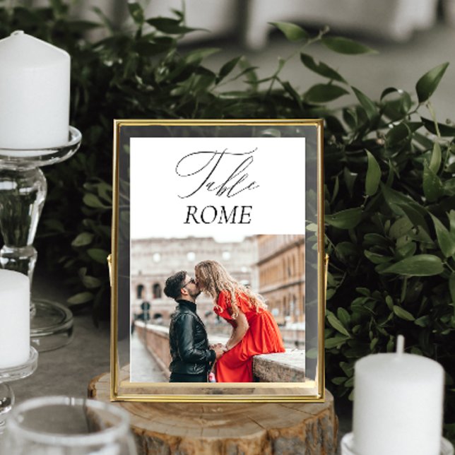 Elegante Luxury Travel Hochzeit in Urlaubsort Tischnummer (This table number is a cute way to share photos of special moments with guests)