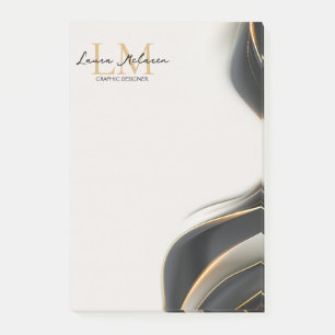 Elegante Luxus-Ästhetik Monogramm Schwarzer Schlei Post-it Klebezettel