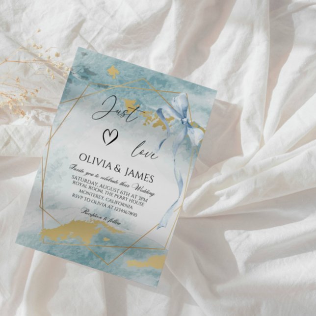 Elegante Luxus Blue Wedding - Modernes klassisches Einladung (Von Creator hochgeladen)