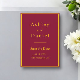 Elegante Luxus Burgund und Gold Minimal Hochzeit Save The Date