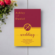 Elegante Luxus-Burgund und Gold Monogramm Hochzeit