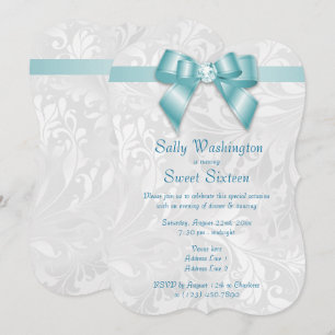 Elegante Luxus-Diamantbögen und Damast Sweet 16 Einladung