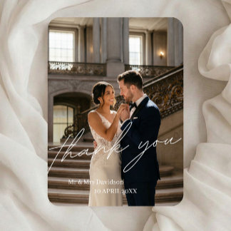 Elegante Luxus Foto Hochzeits-Dankeskarten Einladung
