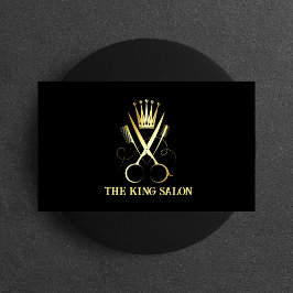 Elegante Luxus Gold Scissor & Black Hair Stylist Visitenkarte
