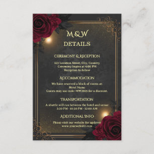 Elegante Luxus-Goth-Glam-Hochzeit Begleitkarte