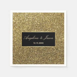 Elegante Luxus-Hochzeit mit schwarzem und goldenem Serviette