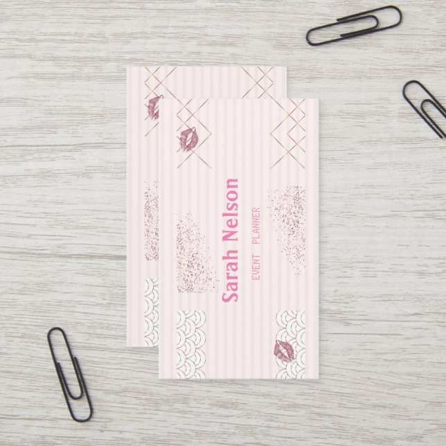 Elegante Luxus Pink Sweet Business Card Visitenkarte (Vorderseite/Rückseite Beispiel)