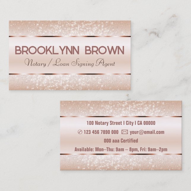 Elegante Luxus Rose Gold Border Glitzer Stars Luxe Visitenkarte (Vorne/Hinten)