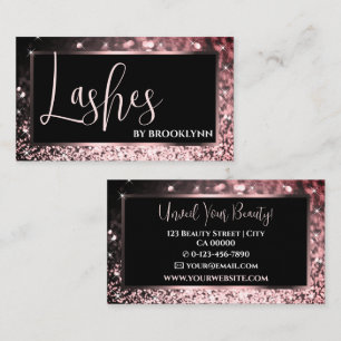 Elegante Luxus Rose Gold Schwarze Sparkling Glitze Visitenkarte
