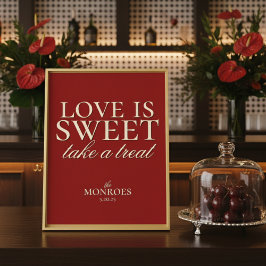 Elegante Luxus Rote Liebe ist Sweet Wedding Desser Poster