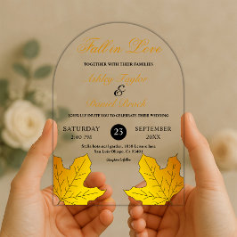 Elegante Luxus Schwarz und Gold Blätter Hochzeit i Acryleinladungen