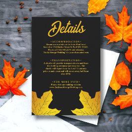 Elegante Luxus Schwarz und Gold Blätter Hochzeit i Begleitkarte