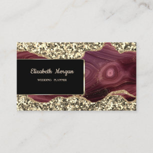Elegante Luxus Stilvoll Gold Glitter Burgundrot Visitenkarte