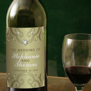Elegante Luxus Vintag Viktorianische Goldhochzeit Weinetikett