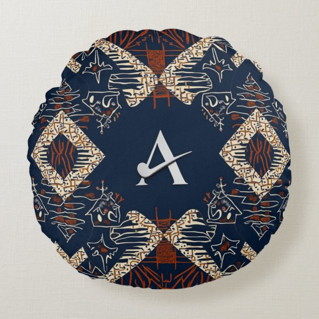 Elegante Luxusinsel Afrikanische Karibik Rundes Kissen (Vorderseite)