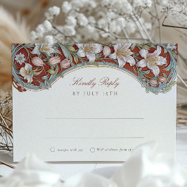 Élégante Lys blancs Art Nouveau Mariage Carte RSVP