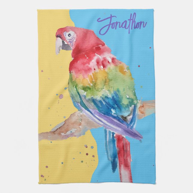 Elegante Macaw Parrot Farben Pastel Farben Geschirrtuch (Vertikal)