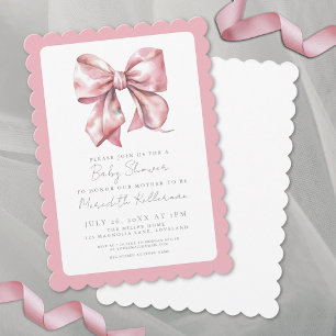 Elegante Mädchen Rosa Schleife Baby Shower Einladung