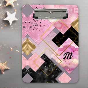 Elegante mädchenhafte Imitate Glitzer rosa schwarz Klemmbrett