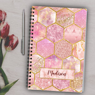 Elegante mädchenhafte Imitate Glitzer Rose geometr Notizbuch