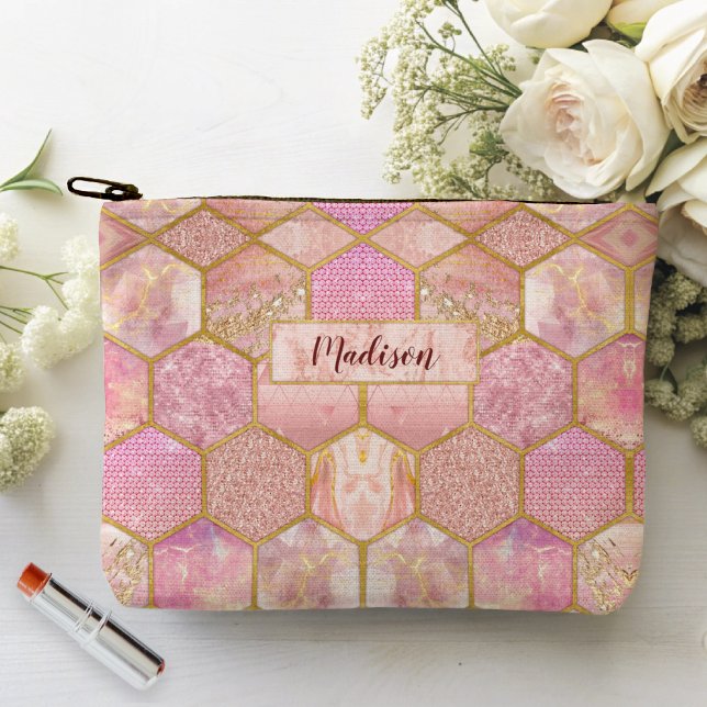 Elegante mädchenhafte Imitate Glitzer Rose geometr Zubehörtasche (Von Creator hochgeladen)