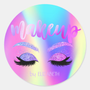 Elegante Mädchenhafte Modische Glitter Wimpern Hol Runder Aufkleber