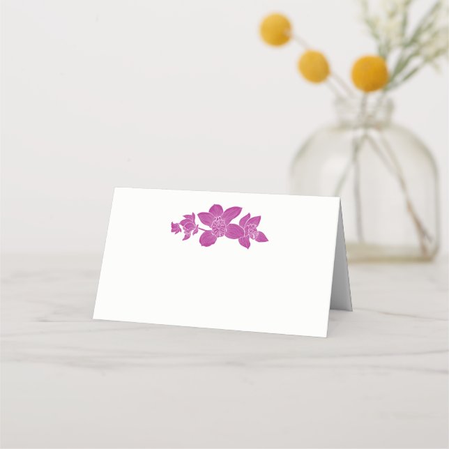 Elegante Magent Orchids Tropische Hochzeit Platzkarte (Vorderseite)