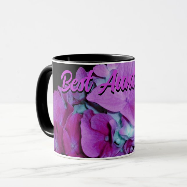 Elegante Magenta aquamarine Hydrangeas Beste Tante Tasse (Vorderseite Links)