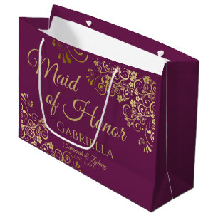 Elegante Magenta & Gold Trauzeugin Hochzeit Große Geschenktüte