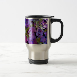 Elegante Magenta Lila-blaue Hydrangeas-Blume Reisebecher