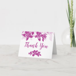 Elegante Magenta Orchids Blumenkarte Danke Karte