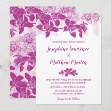 Elegante Magenta Orchids Hochzeit Einladung
