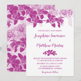 Elegante Magenta Orchids Hochzeit Einladung