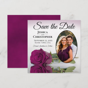 Elegante Magenta-Pflaume-Rose mit ovalem Foto-Hoch Save The Date