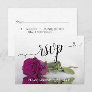 Elegante Magenta-Pflaume Spiegel-Rosen-Hochzeit RSVP Karte