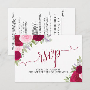 Elegante Magenta-Rosa Florale Kalligrafie Hochzeit RSVP Karte