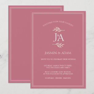 Elegante Magenta-Rosa-Klassische Anfangsbuchstaben Einladung