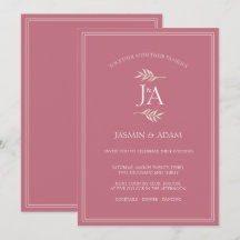 Elegante Magenta Rosa Klassische Initialen Hochzei